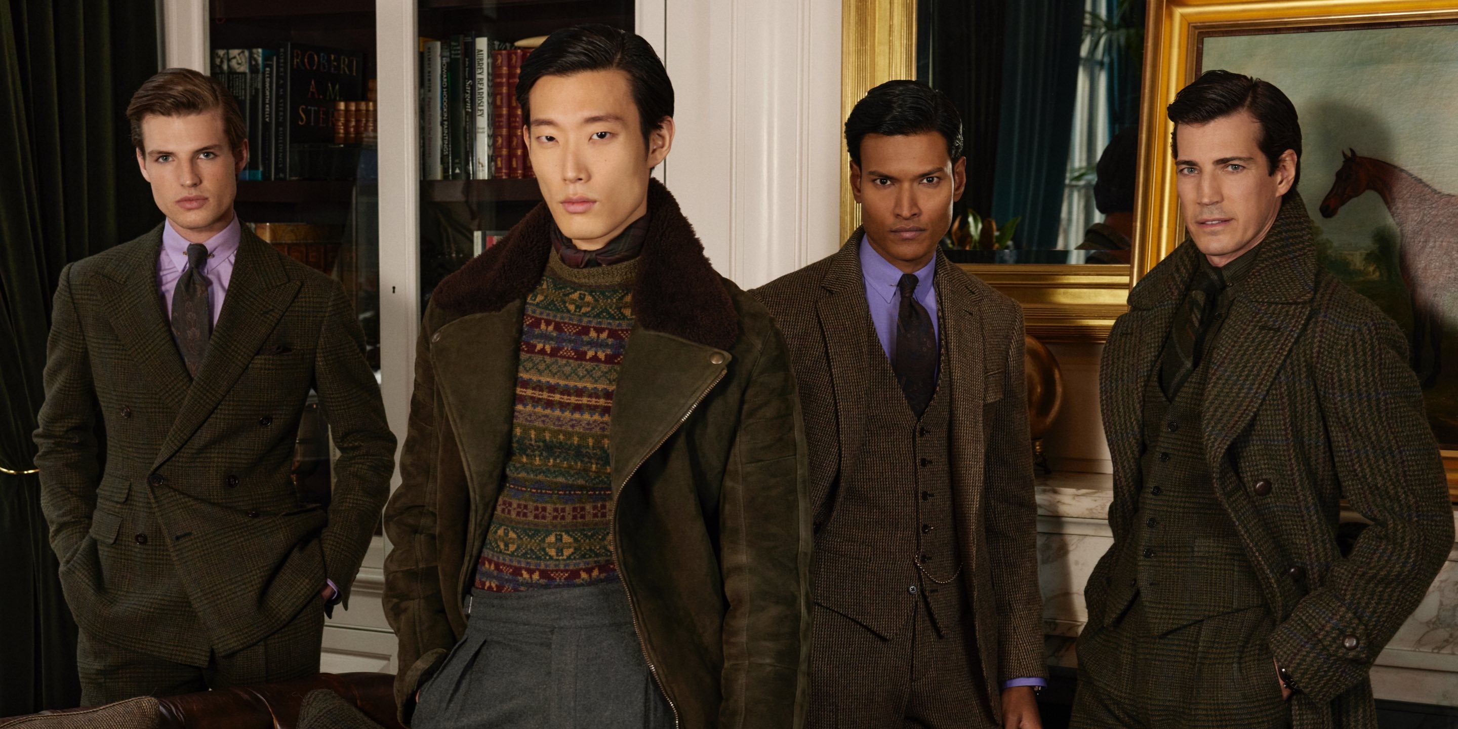 Men wear Purple Label tailoring and outerwear.