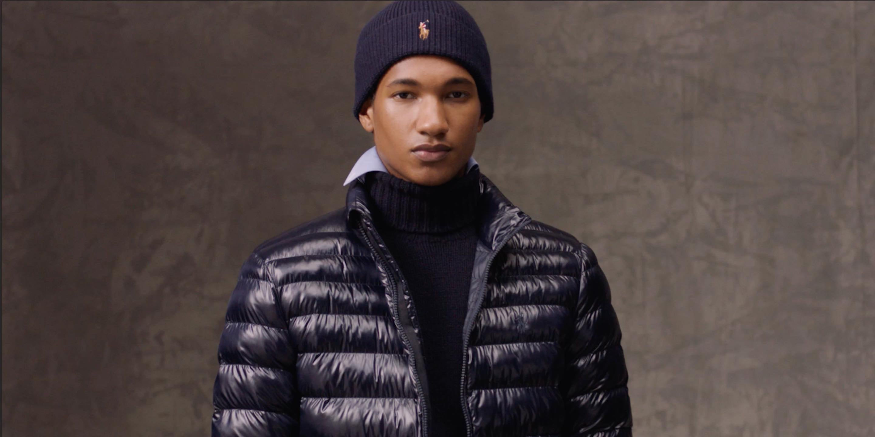 Video of men in Polo outerwear.