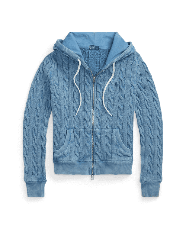 Cable-Knit Cotton Full-Zip Hoodie