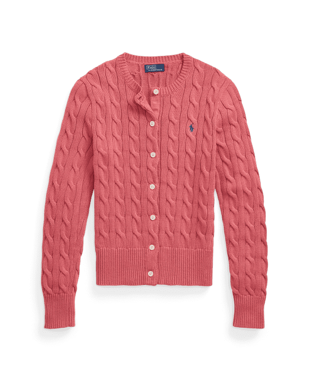 Cable-Knit Cotton Crewneck Cardigan