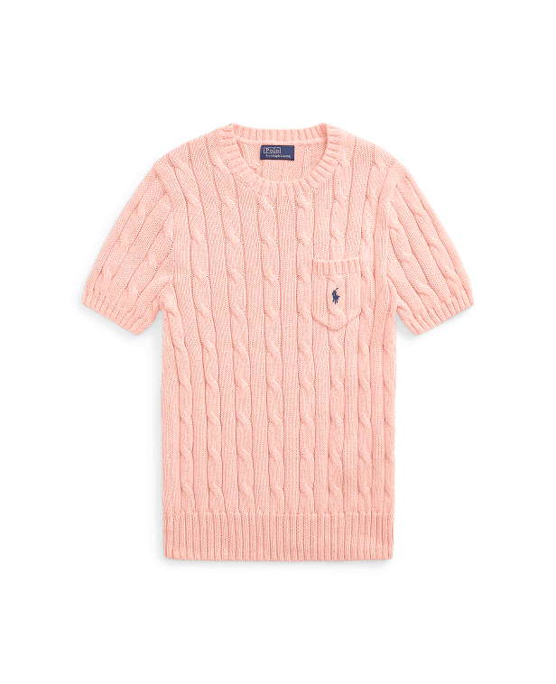 Cable-Knit Cotton Short-Sleeve Jumper