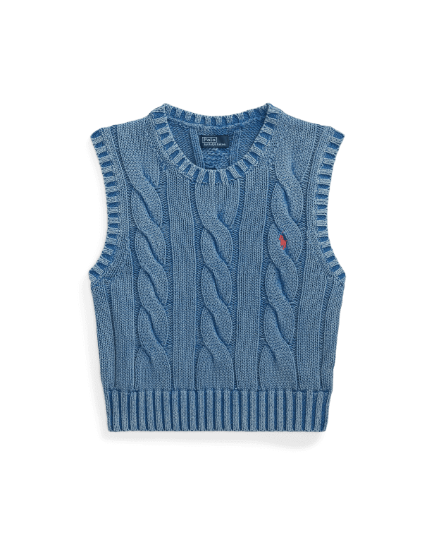 Cable-Knit Cotton Cropped Sweater Vest