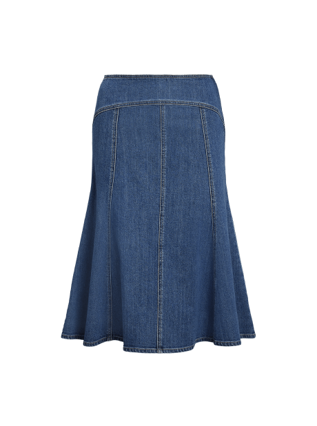 Paneled Denim A-Line Skirt