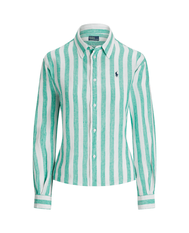 Wide Cropped Gingham Linen Shirt
