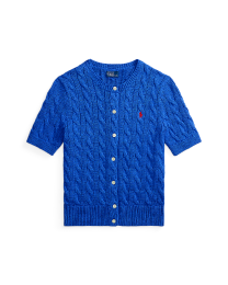 Cable-Knit Cotton Short Sleeve Cardigan