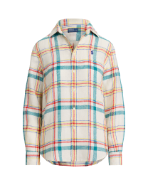 Classic Fit Plaid Linen Shirt
